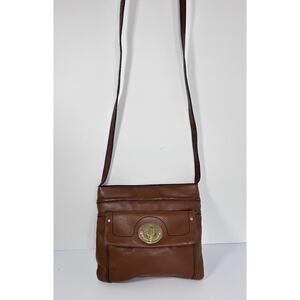 Etienne Aigner Brown Pebble Leather Crossbody Bag Purse Turn lock 71234